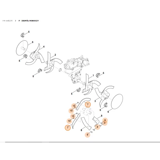 STIHL Glebogryzarka MH445.0 Nóż kompl., prawy 6241 710 3105